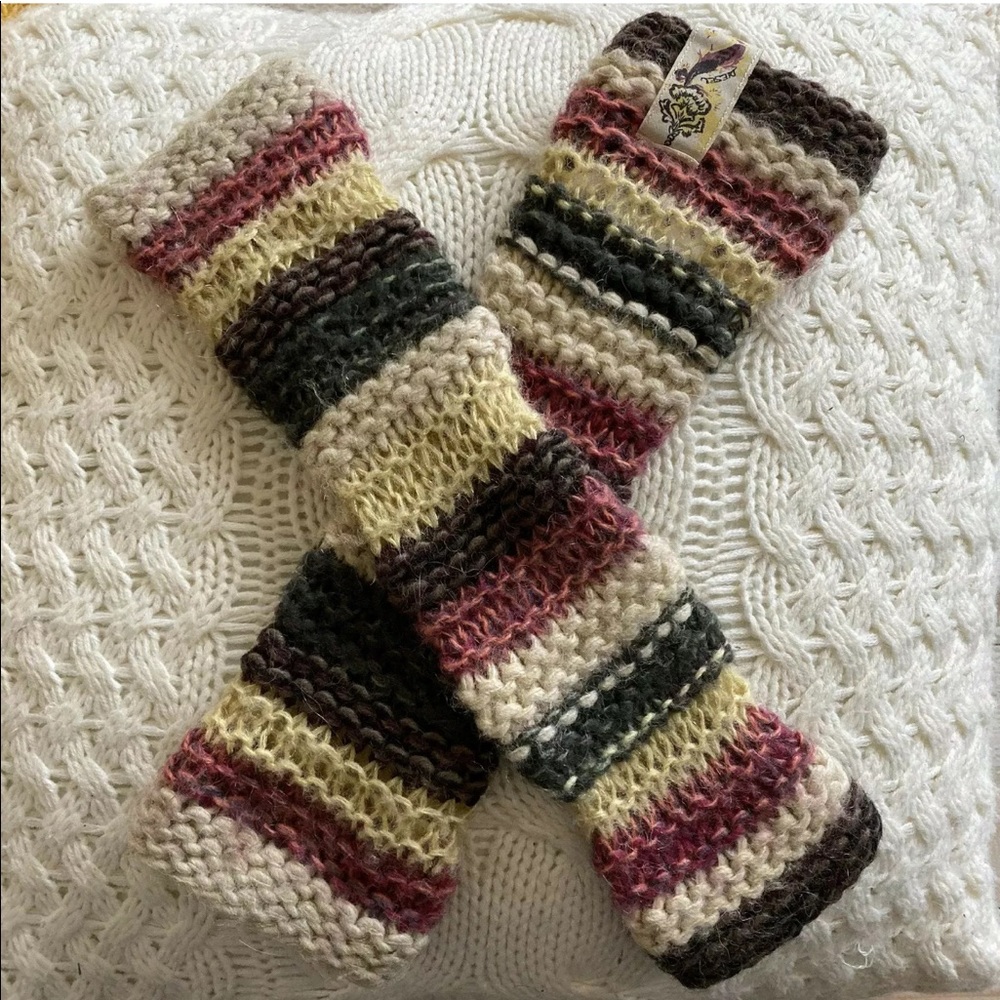 Diesel Knit Fingerless Striped Gloves